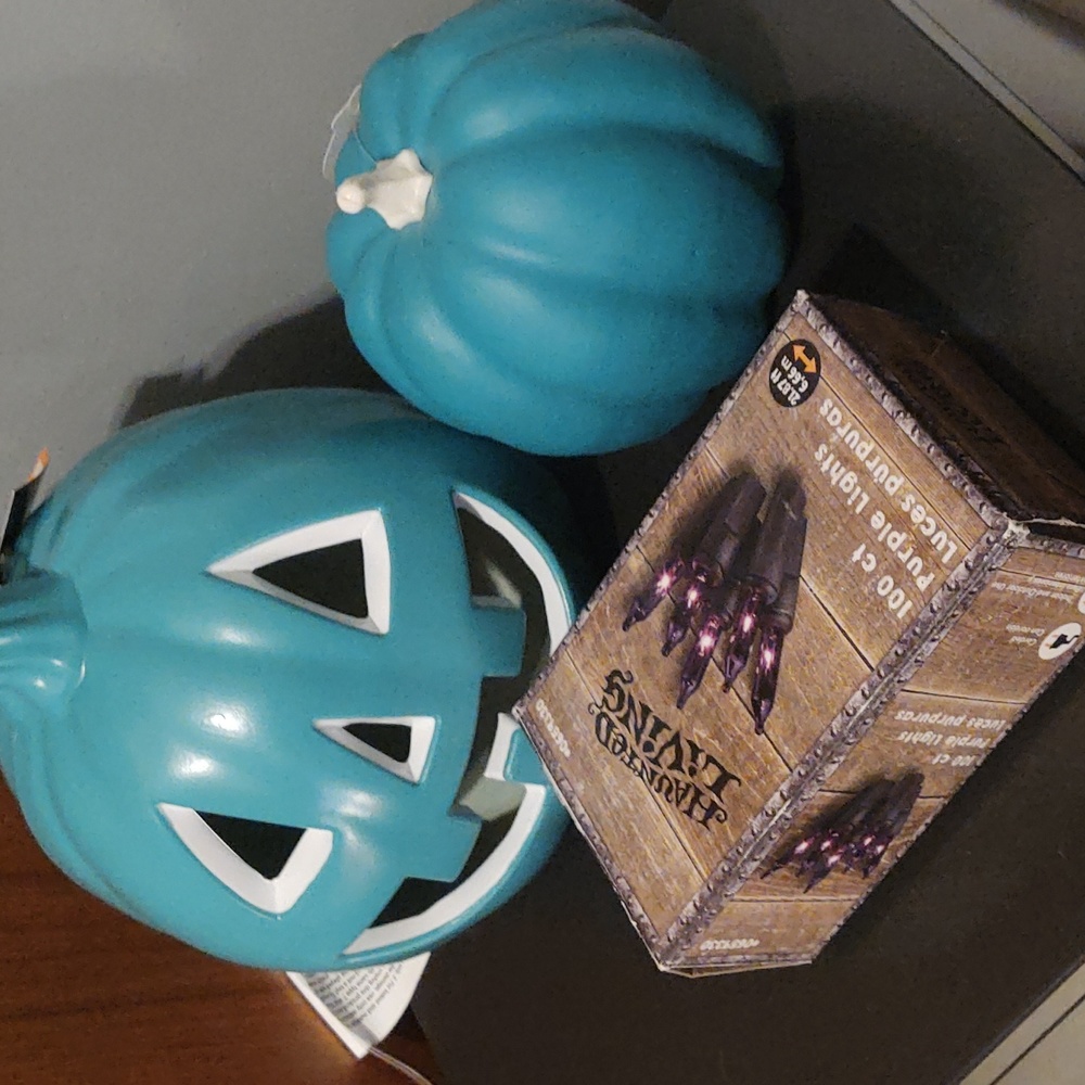 Teal pumpkin jackolantern light up food allergy teal project trick or treat